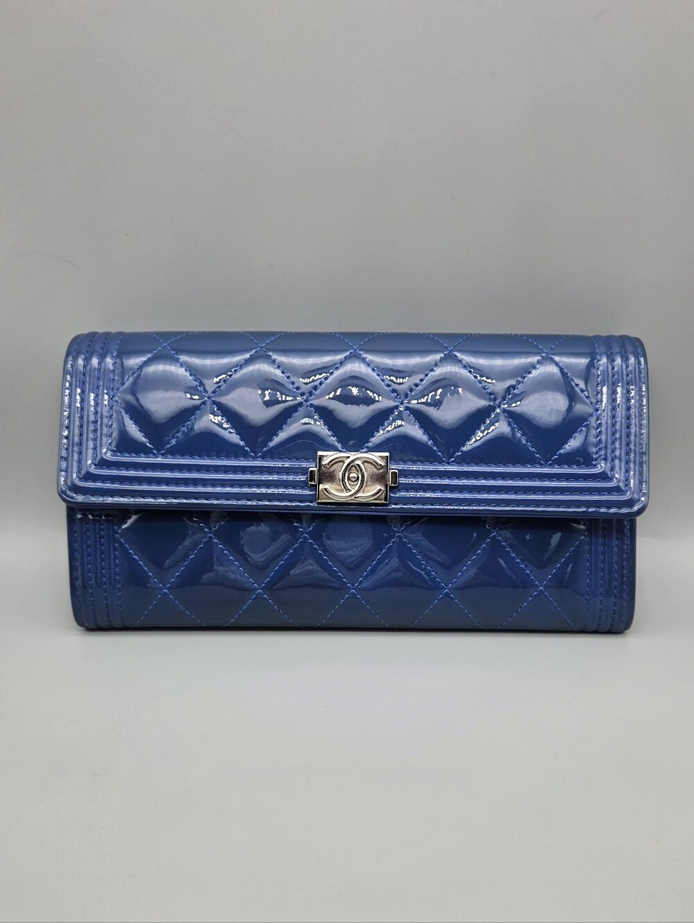 💙CHANEL Authentic Boy Blue Quilted Clutch/Wallet💙